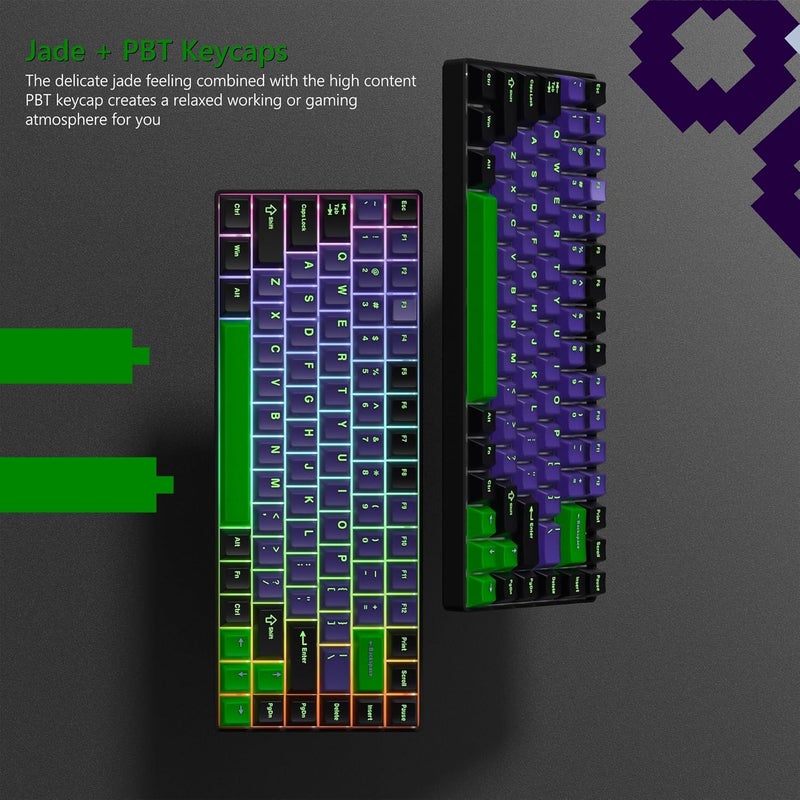 Womier PBT Jelly Keycaps Purple, Custom Keyboard Keycaps 60 75 100 Percent, Translucent Key caps 127 Keys, Cherry Profile for 61/68/84/87/98/100 Cherry Gateron MX Mechanical Gaming Keyboards - Image 2